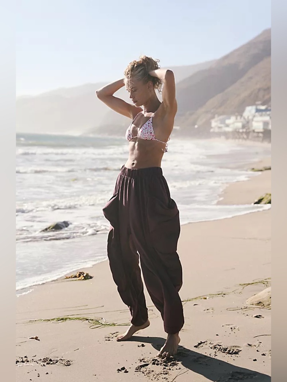 Free People FP Beach black parachute balloon cargo baggy pants oversized joggers